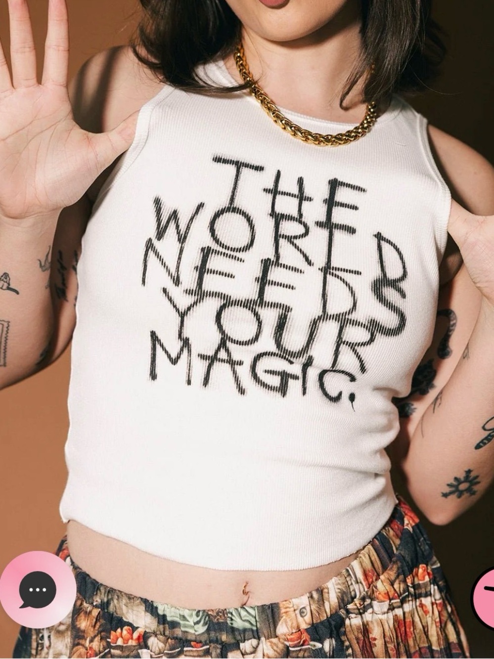 Dressed in LALA White Ribbed Graphic Tank Top with Black Text